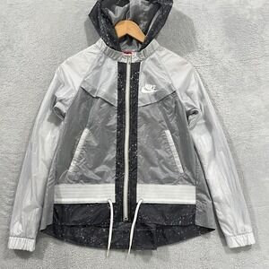 Nike Windrunner‎ Splatter Jacket Women's Small White Gray Y2K 803025-012